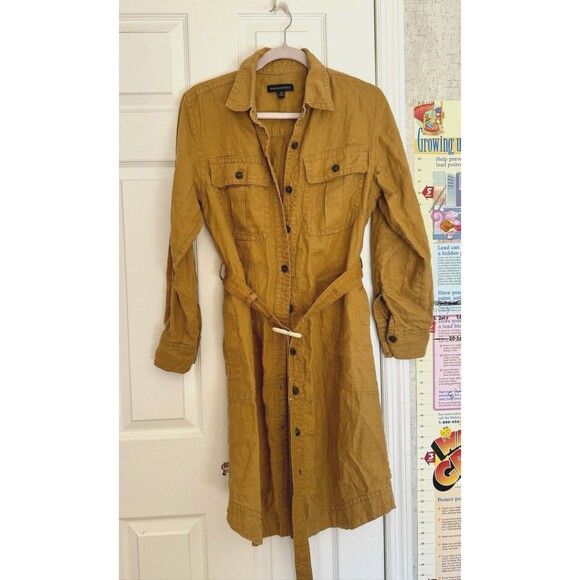 Banana Republic Heritage Linen Scout Dress Safari Lagenloook M Bronze - Picture 1 of 15